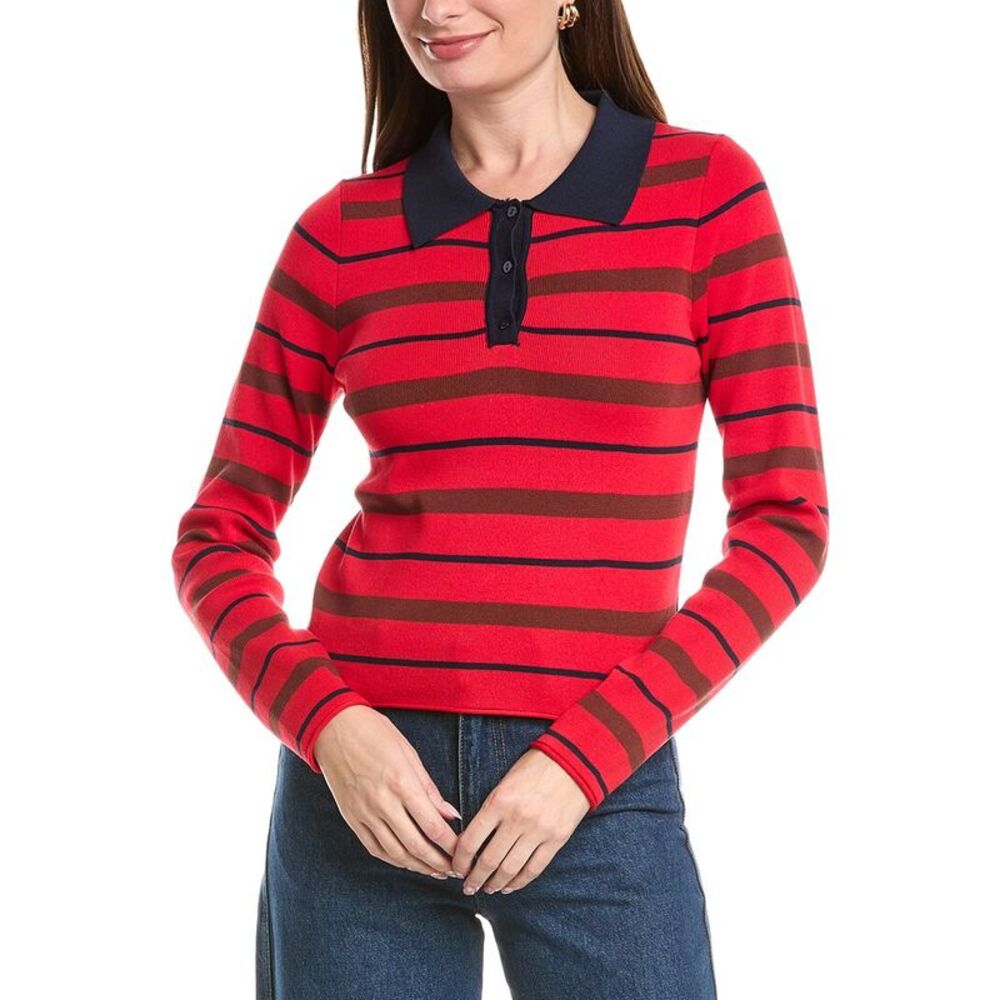 Hl Affair Womens  Stripe Polo Shirt, Red